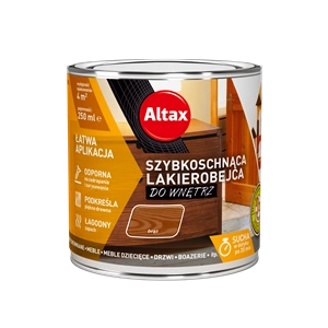 Lakierobejca do drewna ALTAX szybkoschnąca do wnętrz brąz połysk 0,25l