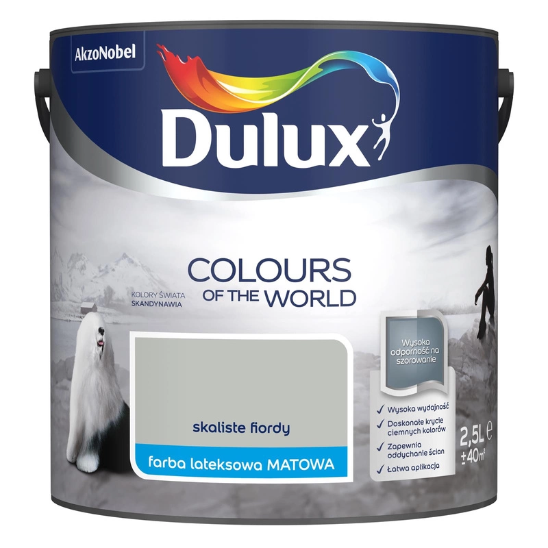 Farba do ścian i sufitów lateksowa Dulux Kolory Świata Skaliste Fiordy mat 2,5L