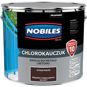 Farba do metalu i betonu NOBILES CHLOROKAUCZUK RAL 8017 połysk 10l