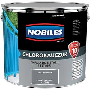 Farba do metalu i betonu NOBILES CHLOROKAUCZUK RAL 7046 połysk 10l