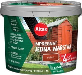 Impregnat do drewna ogrodowego ALTAX Jedna Warstwa mahoń mat 9l