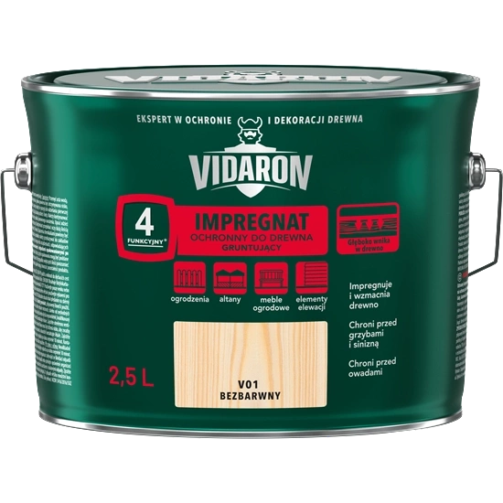 Impregnat do drewna VIDARON Gruntujący bezbarwny mat 2,5l