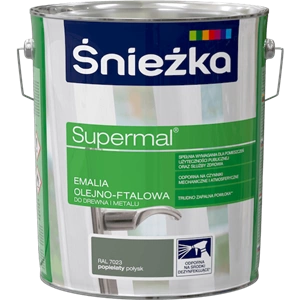 Farba do drewna i metalu olejno-ftalowa ŚNIEŻKA Supermal popielaty RAL7023 połysk 10l