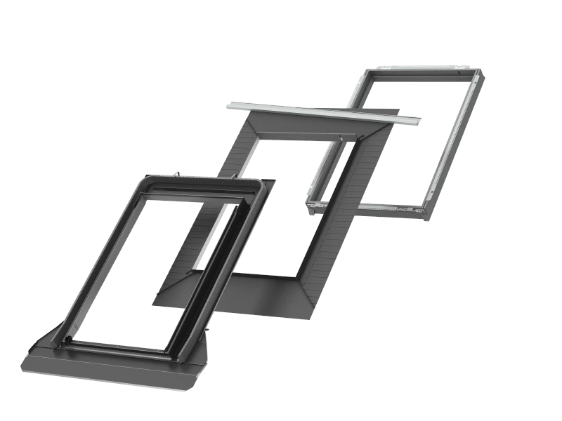 Kołnierz z BDX do okna dachowego Velux EDT PK08 2000 RAL 7043 94x140 do dachówki płaskiej