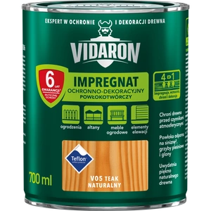 Impregnat do drewna VIDARON Powłokotwórczy teak naturalny V05 mat 0,7l