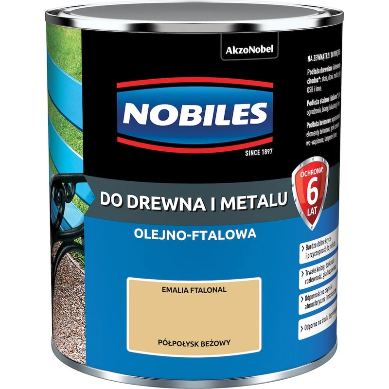 Farba do drewna i metalu olejno- ftalowa NOBILES FTALONAL Beżowy półpołysk 0,7l