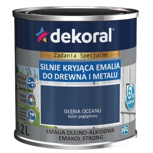 Farba ogólnego stosowania olejno-alkidowa DEKORAL SILNIE KRYJĄCA EMALIA DO DREWNA I METALU głębia oceanu 0,2l