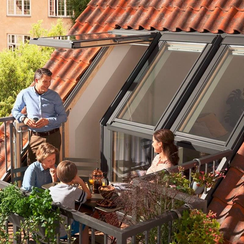 Balkon dachowy VeluxVEA M35 3065 78x109 3-szybowe drewniane dół