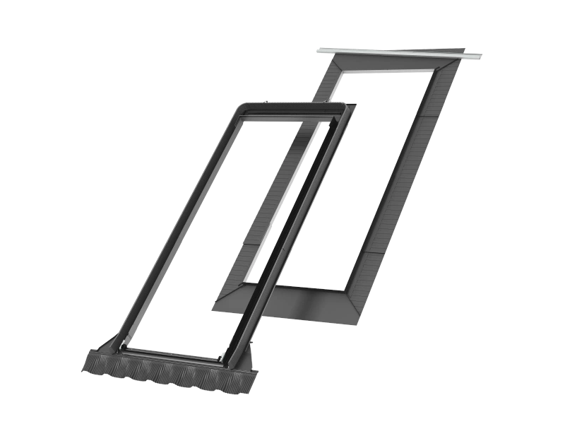 Kołnierz z BFX do balkonu dachowego Velux EDW MK19 1000 RAL 7043  78x252 do pokryć wysokoprofilowanych