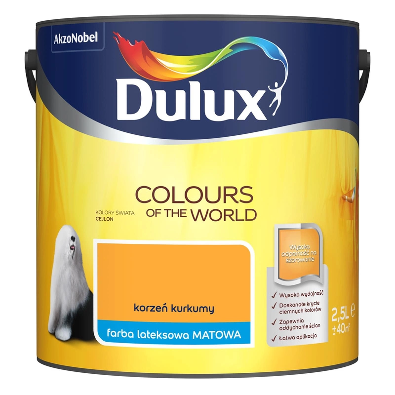 Farba do ścian i sufitów lateksowa Dulux Kolory Świata Korzeń Kurkumy mat 2,5L