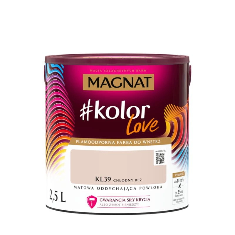 Farba do ścian i sufitów lateksowa MAGNAT #kolorLove KL39 chłodny beż mat 2,5l