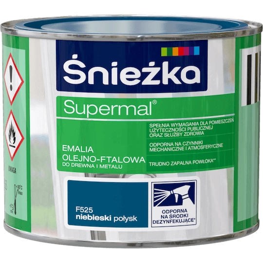 Farba do drewna i metalu olejno-ftalowa ŚNIEŻKA Supermal niebieski F525 połysk 0,2l