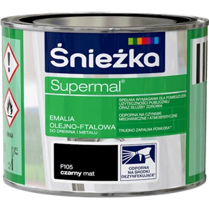 Farba do drewna i metalu olejno-ftalowa ŚNIEŻKA Supermal czarny F105 mat 0,2l