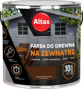 Farba do drewna ALTAX na zewnątrz ciemny brązowy półmat 2,5l