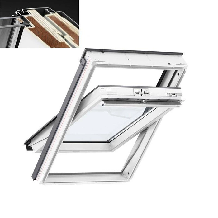 Okno dachowe Velux GLU MK10 0051 RAL 7043 78x160 2-szybowe drewniano-poliuretanowe