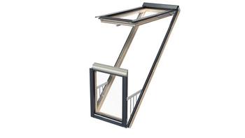 Balkon dachowy Fakro FGP-V P50 APMX RAL 7016 114x255 3-szybowy drewaniany