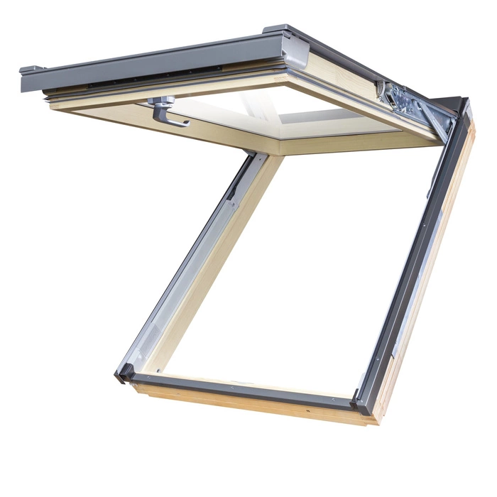 Okno dachowe Fakro FPP-V MAX U4 RAL 7022 66x140 3-szybowe drewniane
