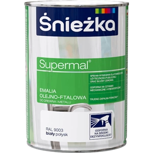 Farba do drewna i metalu olejno-ftalowa ŚNIEŻKA Supermal biały RAL9003 połysk 0,8l