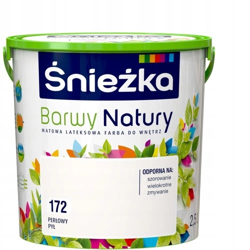 Farba do ścian i sufitów ŚNIEŻKA Barwy Natury perłowy pył 172 mat 2,5l