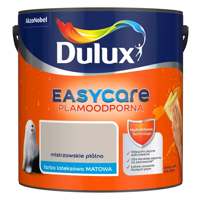 Farba do ścian i sufitów lateksowa Dulux EasyCare Mistrzowskie płótno mat 2,5L