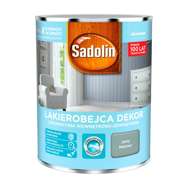 Lakierobejca do drewna SADOLIN DEKOR Jasny Miętowy 1l