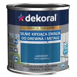 Farba ogólnego stosowania olejno-alkidowa DEKORAL SILNIE KRYJĄCA EMALIA DO DREWNA I METALU lazurowy 0,2l