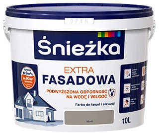 Farba do fasad i elewacji ŚNIEŻKA Extra Fasadowa szara 10 l - wyprzedaż