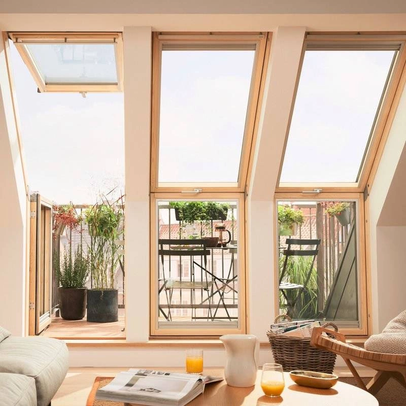 Balkon dachowy Velux VEB M35 3065 78x109 3-szybowe drewniane dół