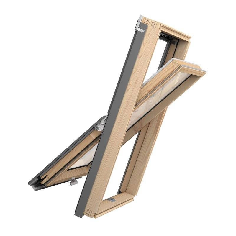Okno dachowe ROOFLITE+ Solid Pine AAY M4A B900 drewniane 2-szybowe 78x98