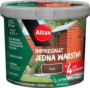 Impregnat do drewna ogrodowego ALTAX Jedna Warstwa brąz mat 4,5l