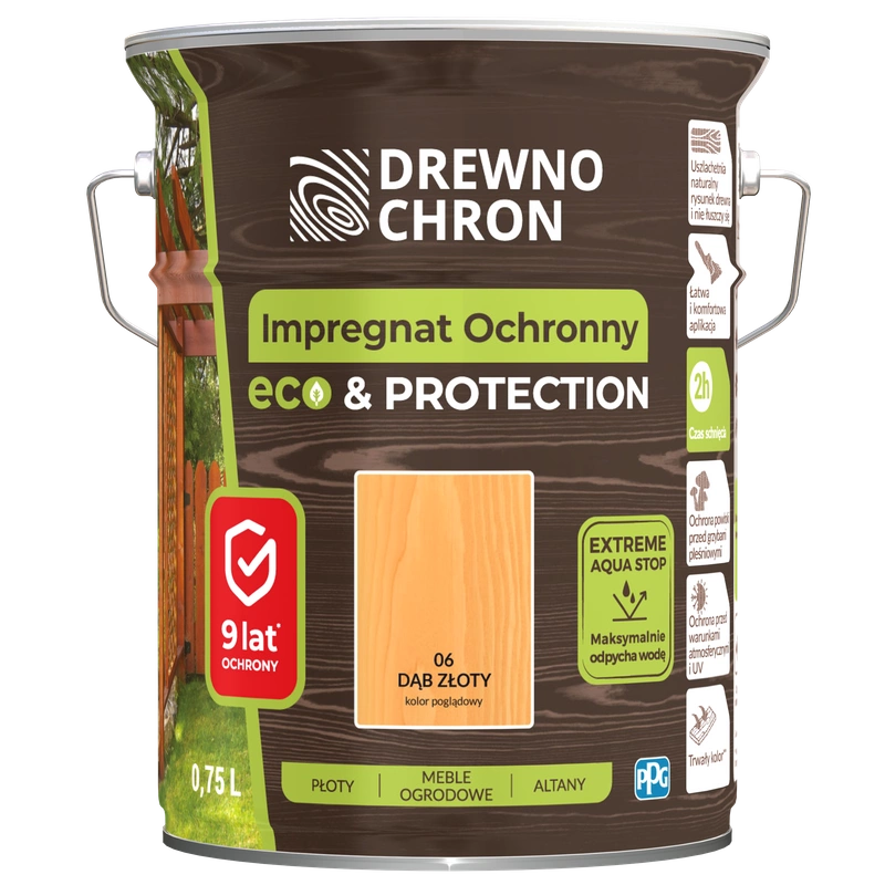 Impregnat do drewna DREWNOCHRON IMPREGNAT OCHRONNY ECO&PROTECTION dąb złoty 4,5l