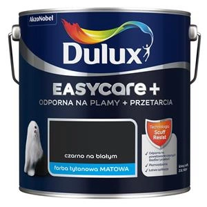 Farba do ścian i sufitów lateksowa Dulux EasyCare+ Plamy+Przetarcia Czarno na Białym mat 2,5L