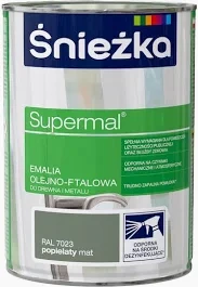 Farba do drewna i metalu olejno-ftalowa ŚNIEŻKA Supermal popielaty średni F107 mat 0,8l