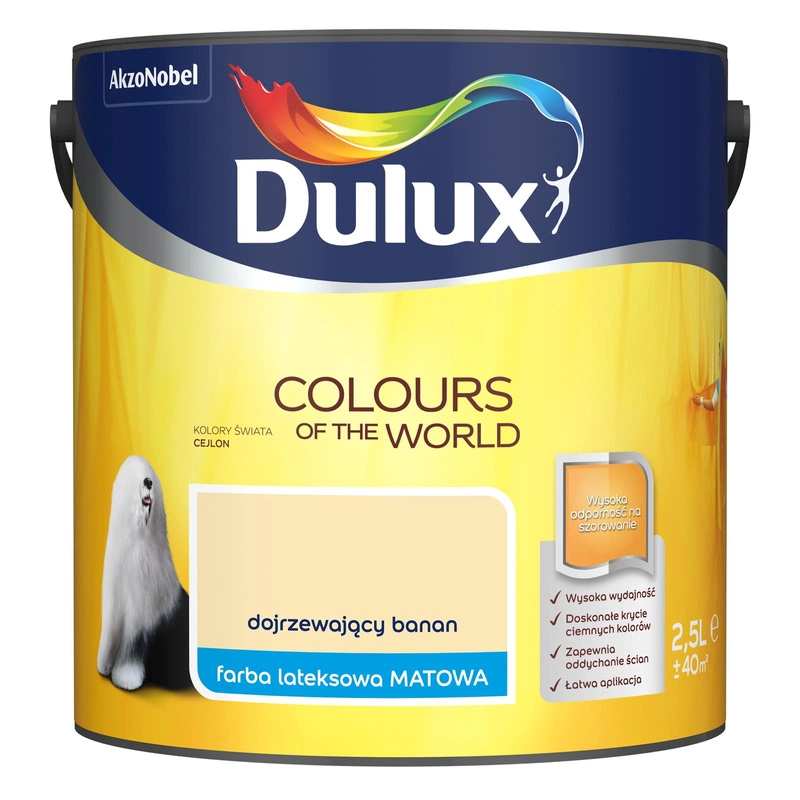 Farba do ścian i sufitów lateksowa Dulux Kolory Świata Dojrzewający Banan mat 2,5L