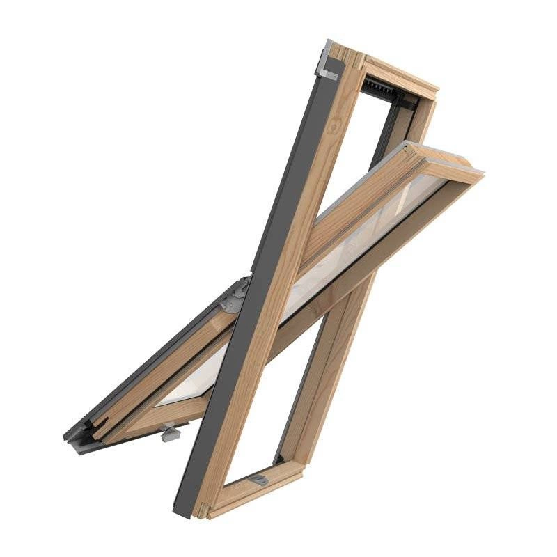 Okno dachowe ROOFLITE+ Slim Pine DPY C4A B900 drewniane 2-szybowe 55x98