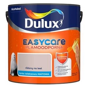 Farba do ścian i sufitów lateksowa Dulux EasyCare Różany na test mat 2,5L