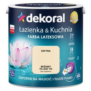 Farba do kuchni i łazienki lateksowa DEKORAL ŁAZIENKA & KUCHNIA beżowy to jest to satyna 2,5l