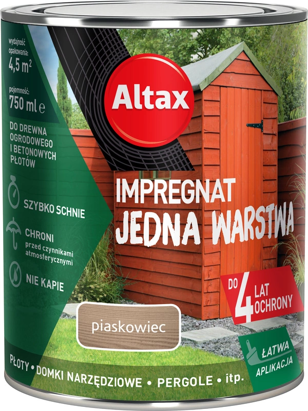 Impregnat do drewna ogrodowego ALTAX Jedna Warstwa piaskowiec mat 0,75l