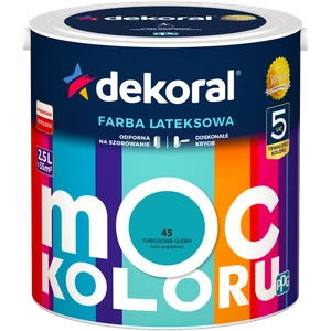 Farba do ścian i sufitów lateksowa DEKORAL MOC KOLORU Turkusowa Głębia nr 45 mat 2,5l