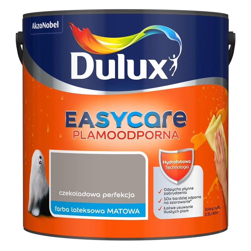 Farba do ścian i sufitów lateksowa Dulux EasyCare Czekoladowa perfekcja mat 2,5L