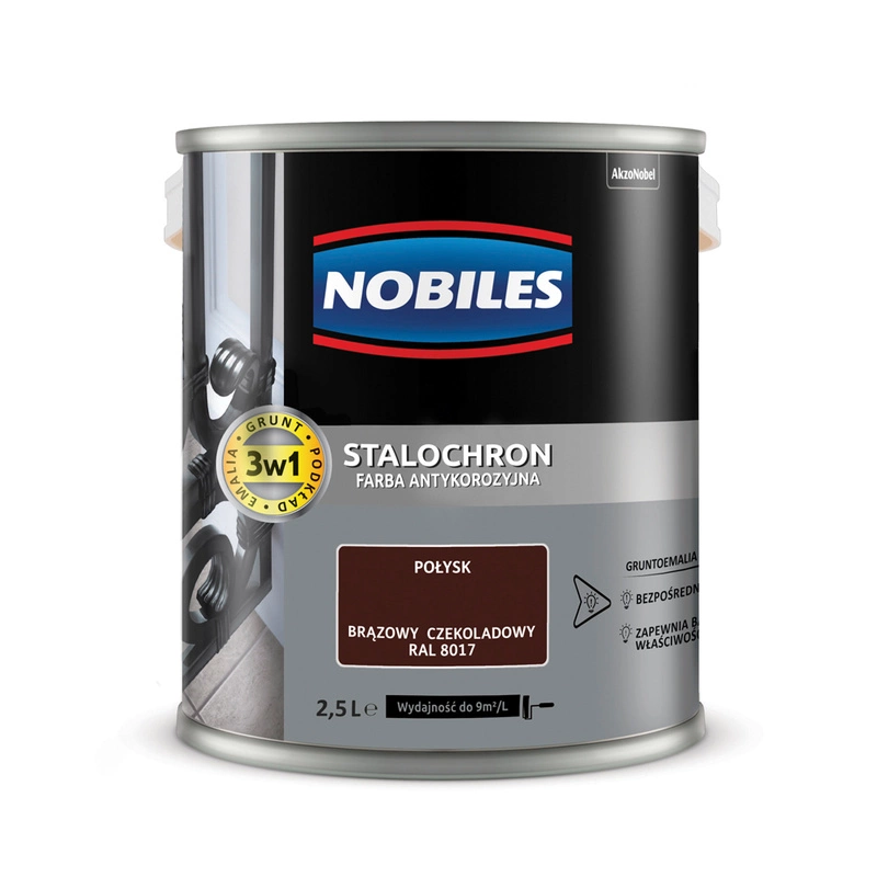 Farba antykorozyjna NOBILES Stalochron Brąz Czekoladowy RAL 8017 połysk 2,5l