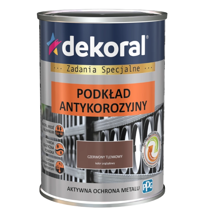 Podklad do stali DEKORAL PODKŁAD ANTYKOROZYJNY czerwony tlenkowy RAL 3009 0,9l
