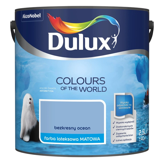 Farba do ścian i sufitów lateksowa Dulux Kolory Świata Bezkresny Ocean mat 2,5L