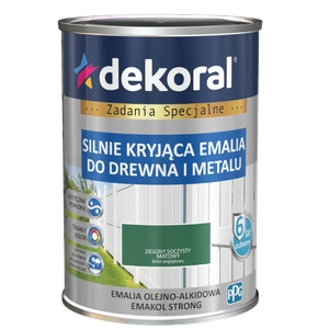 Farba ogólnego stosowania olejno-alkidowa DEKORAL SILNIE KRYJĄCA EMALIA DO DREWNA I METALU zielony soczysty matowy 0,9l