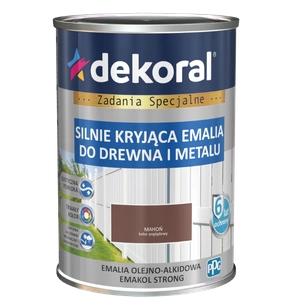 Farba ogólnego stosowania olejno-alkidowa DEKORAL SILNIE KRYJĄCA EMALIA DO DREWNA I METALU mahoń RAL 8012 0,9l
