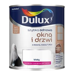 Farba do okien i drzwi akrylowa Dulux Szybka Odnowa Okna Drzwi Biały satyna 0,75L