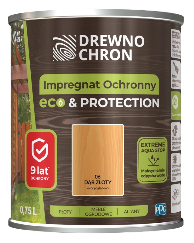 Impregnat do drewna DREWNOCHRON IMPREGNAT OCHRONNY ECO&PROTECTION dąb złoty 0,75l