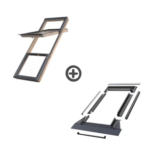Zestaw okno dachowe FAKRO FDP-V P50 APMX 78x186 + Kołnierz EHV-AT 78x186 RAL 7016