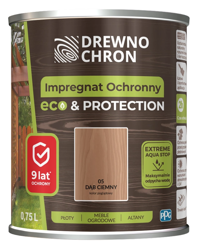 Impregnat do drewna DREWNOCHRON IMPREGNAT OCHRONNY ECO&PROTECTION dąb ciemny 0,75l