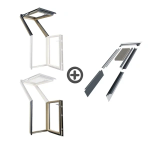 Zestaw okno tarasowe FAKRO FOP-V P50 + FOR P50 + kołnierz falisty EOV-T AX00 78x140 RAL 7016